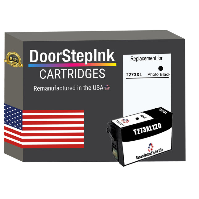 DoorStepInk Brand for Epson T273XL High Yield Photo Black Remanufactured in USA Ink Cartridge,T273XL120