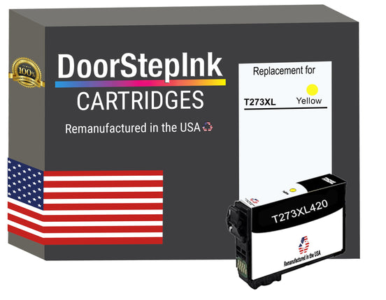 DoorStepInk Brand for Epson T273XL High Yield Yellow Remanufactured in USA Ink Cartridge, T273XL420-S