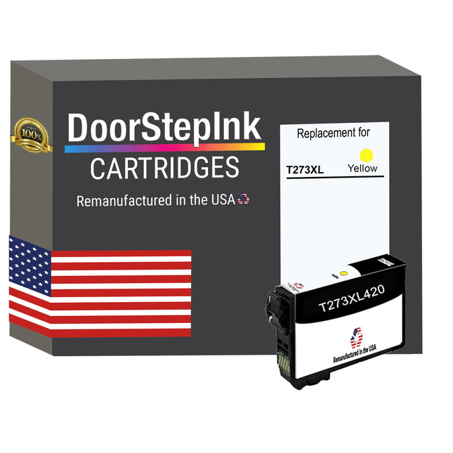 DoorStepInk Brand for Epson T273XL High Yield Yellow Remanufactured in USA Ink Cartridge,T273XL420