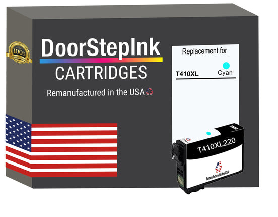 DoorStepInk Brand for Epson T410XL High Yield Cyan Remanufactured in USA Ink Cartridge,T410XL220