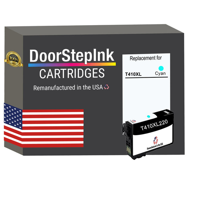DoorStepInk Brand for Epson T410XL High Yield Cyan Remanufactured in USA Ink Cartridge,T410XL220