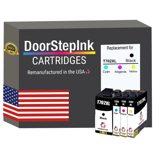 DoorStepInk Brand for Epson T702XL High Yield Remanufactured in USA Ink Cartridge,4-Pack