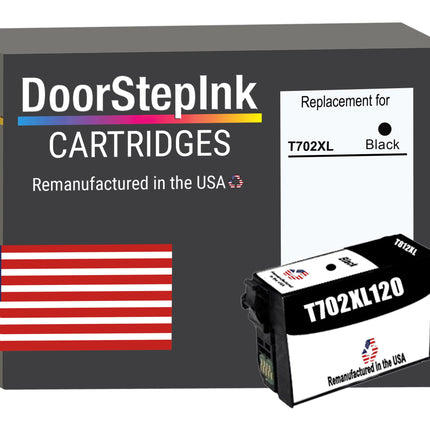 DoorStepInk Remanufactured in the USA Ink Cartridge for Epson T702XL Black