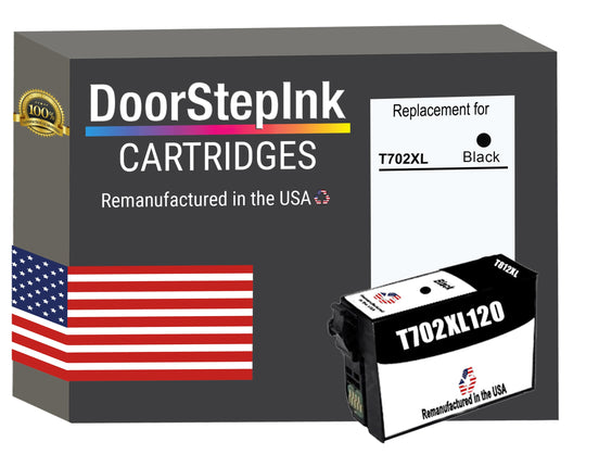 DoorStepInk Remanufactured in the USA Ink Cartridge for Epson T702XL Black