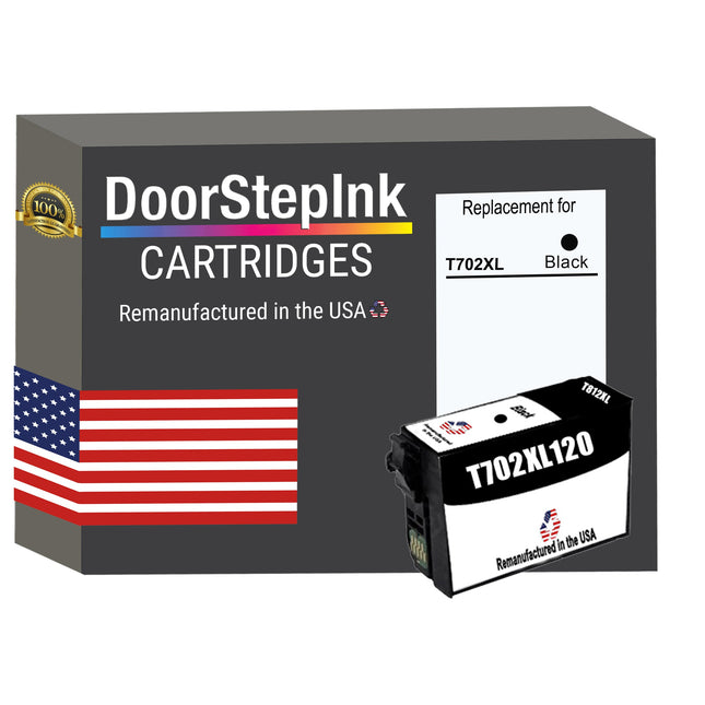 DoorStepInk Remanufactured in the USA Ink Cartridge for Epson T702XL Black