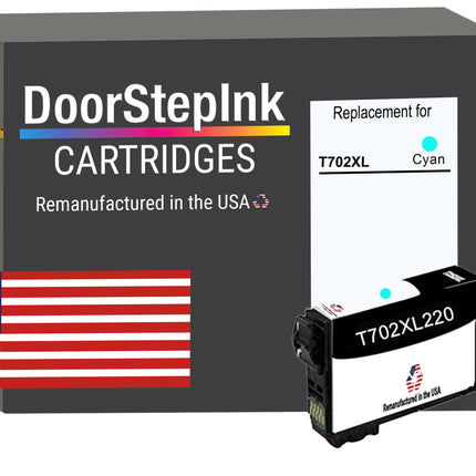 DoorStepInk Remanufactured in the USA Ink Cartridge for Epson T702XL Cyan