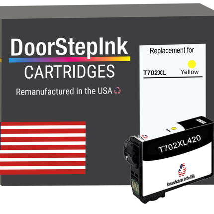 DoorStepInk Remanufactured in the USA Ink Cartridge for Epson T702XL Yellow