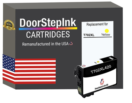 DoorStepInk Remanufactured in the USA Ink Cartridge for Epson T702XL Yellow