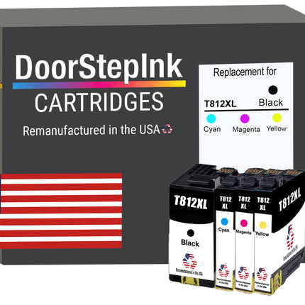 DoorStepInk Brand for Epson T812XL High Yield Remanufactured in USA Ink Cartridge,4-Pack