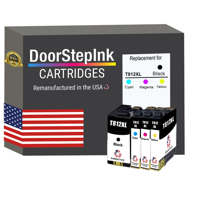 DoorStepInk Brand for Epson T812XL High Yield Remanufactured in USA Ink Cartridge,4-Pack
