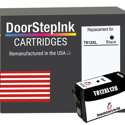 DoorStepInk Brand for Epson T812XL High Yield Black Remanufactured in USA Ink Cartridge,T812XL120