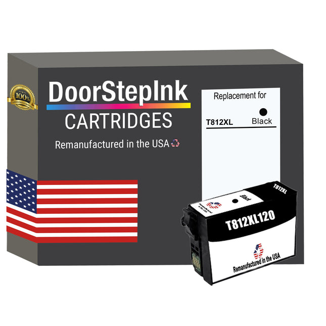 DoorStepInk Brand for Epson T812XL High Yield Black Remanufactured in USA Ink Cartridge,T812XL120