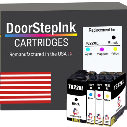 DoorStepInk Brand for Epson T822XL High Yield Remanufactured in USA Ink Cartridge,4-Pack