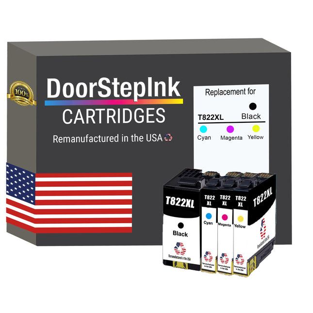 DoorStepInk Brand for Epson T822XL High Yield Remanufactured in USA Ink Cartridge,4-Pack