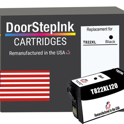 DoorStepInk Brand for Epson T822XL High Yield Black Remanufactured in USA Ink Cartridge,T822XL120