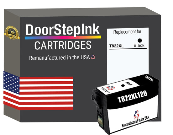 DoorStepInk Brand for Epson T822XL High Yield Black Remanufactured in USA Ink Cartridge,T822XL120