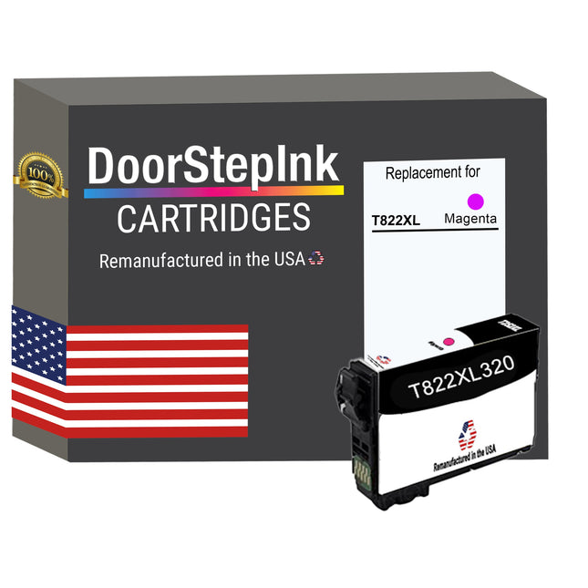 DoorStepInk Brand for Epson T822XL High Yield Magenta Remanufactured in USA Ink Cartridge,T822XL320