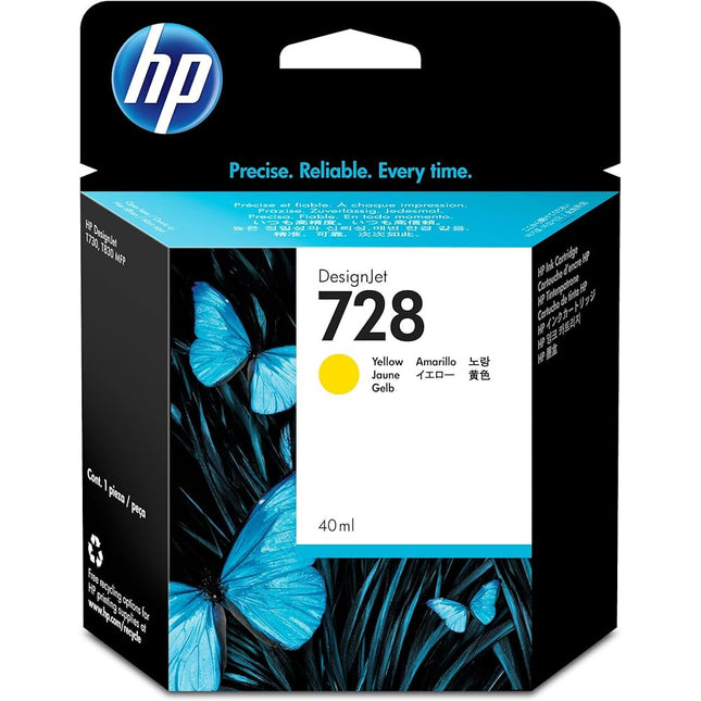 Original HP 728 High Yield Yellow Ink Cartridge, F9J61A