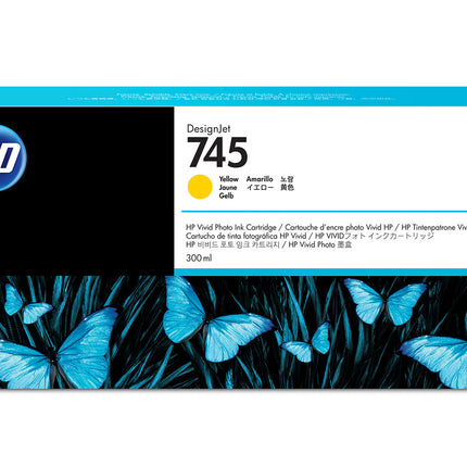 Genuine HP 745 300ml High-Yield Yellow DesignJet Ink Cartridge, F9K02A