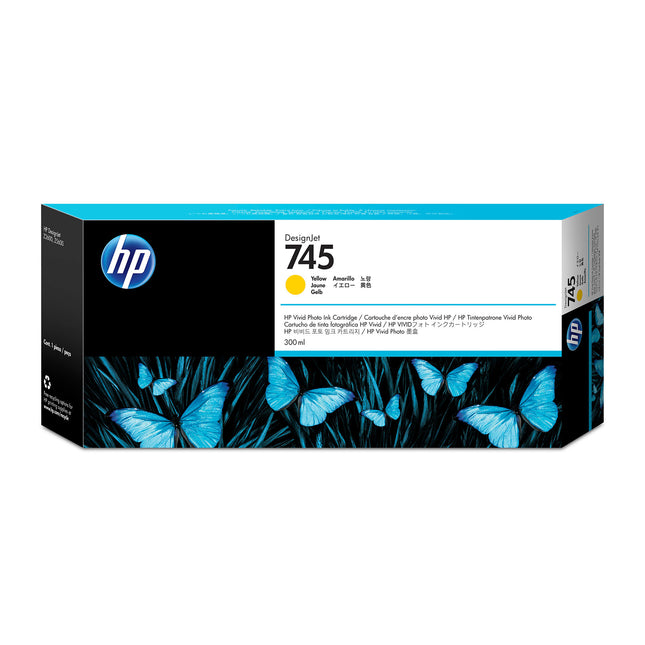 Genuine HP 745 300ml High-Yield Yellow DesignJet Ink Cartridge, F9K02A
