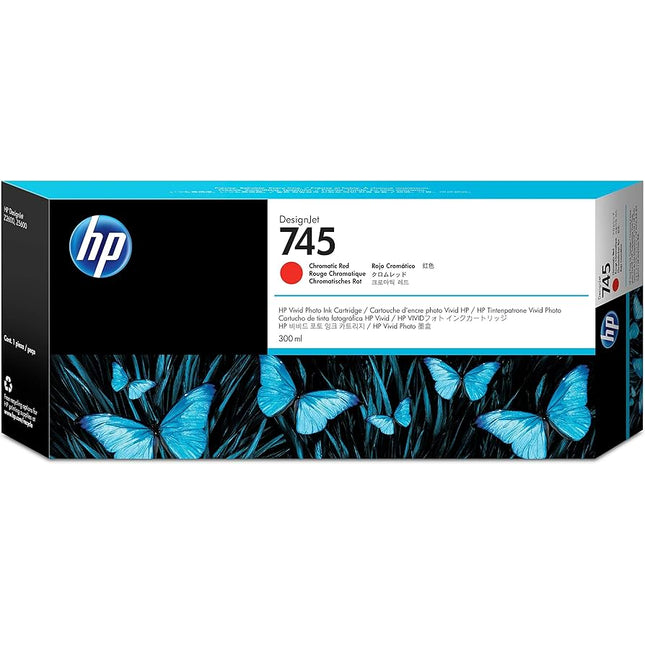 Genuine HP 745 300ml DesignJet Chromatic Red Ink Cartridge, F9K06A