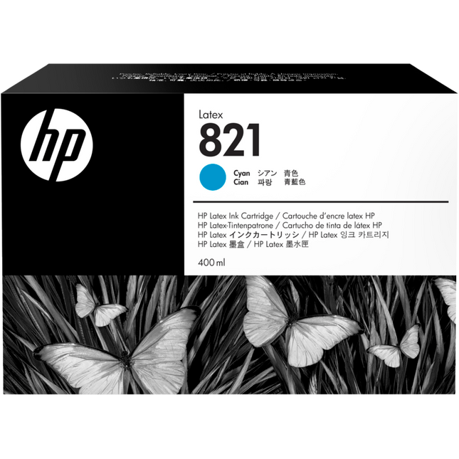 Genuine HP 821 400ml High-Yield Cyan Latex Ink Cartridge, G0Y86A