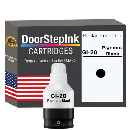 DoorStepInk Brand Replacement For Canon GI-20 (3383C001) 170 ml Pigment Black Ink Bottle Made in the USA