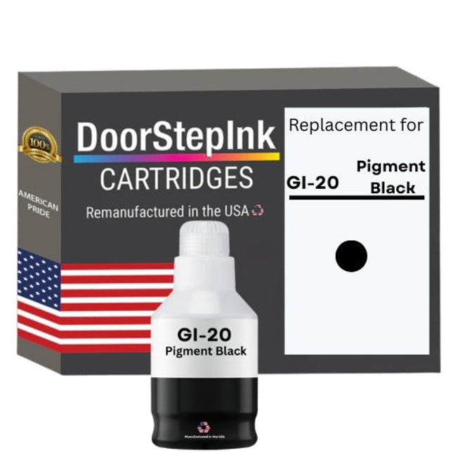 DoorStepInk Brand Replacement For Canon GI-20 (3383C001) 170 ml Pigment Black Ink Bottle Made in the USA