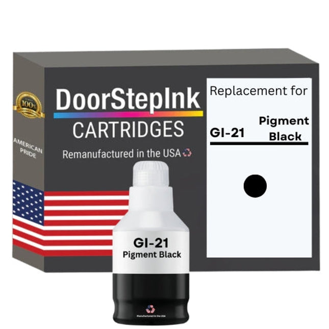 DoorStepInk Brand Replacement For Canon GI-21 (4526C001) 170 ml Pigment Black Ink Bottle Made in the USA