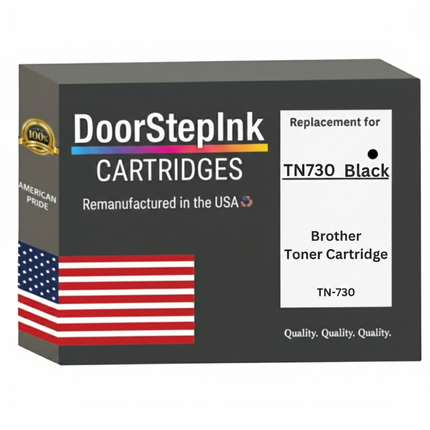 DoorStepInk Brand For Brother TN730 High Yield Black Remanufactured in the USA Toner Cartridge, TN730