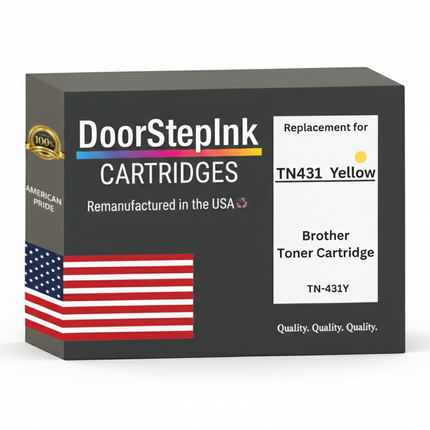 DoorStepInk Brand For Brother TN431Y High Yield Yellow Remanufactured in the USA Toner Cartridge,TN431Y