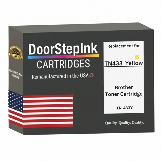 DoorStepInk Brand For Brother TN433Y High Yield Yellow Remanufactured in the USA Toner Cartridge,TN433Y