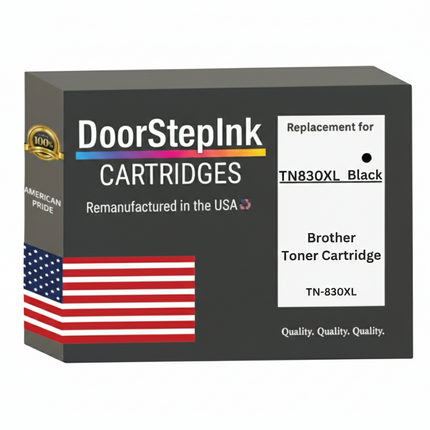 DoorStepInk Brand For Brother TN830XL High Yield Black Remanufactured in the USA Toner Cartridge, TN-830XL