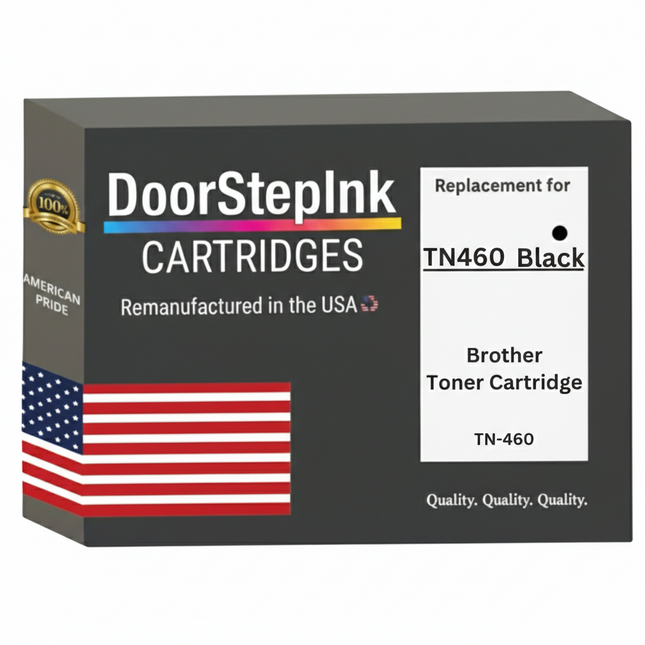 DoorStepInk Brand For Brother TN460 High Yield Black Remanufactured in the USA Toner Cartridge, TN-460