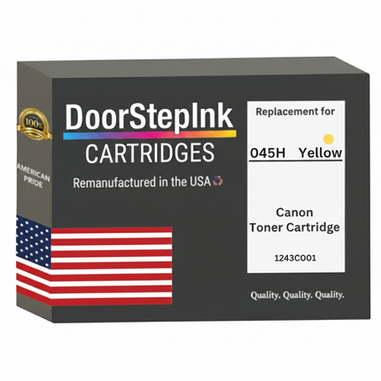 DoorStepInk Brand For Canon 045H High Yield Yellow Remanufactured in the USA LaserJet Toner Cartridge, 1243C001