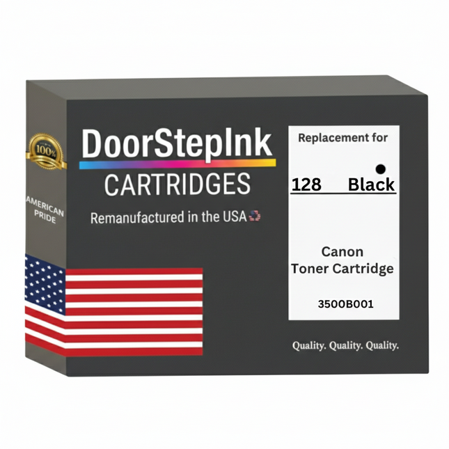 DoorStepInk Brand For Canon 128 High Yield Black Remanufactured in the USA Toner Cartridge, 3500B001