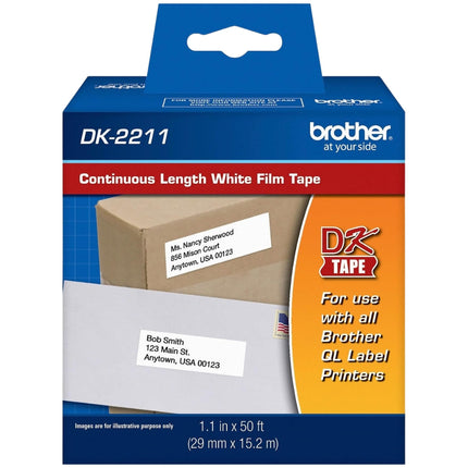 Genuine Brother DK-2211 Black on White Film Tape for QL Label Printers