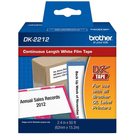 Genuine Brother DK-2212 Black on White Film Tape for QL Label Printers Black on White