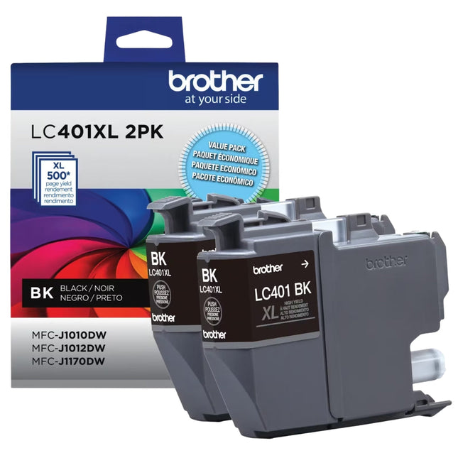 Genuine Brother LC401XL High-Yield Black Ink Cartridge- 2-Pack
