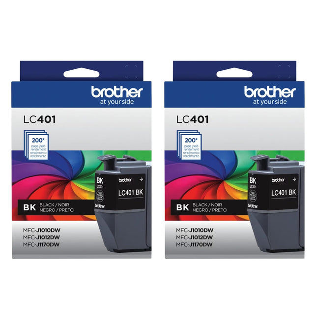 Genuine Brother LC401 Standard Yield Black Ink Cartridge-2 pack