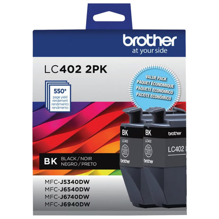 Genuine Brother LC402BK Standard Yield Black Ink Cartridge 2PK