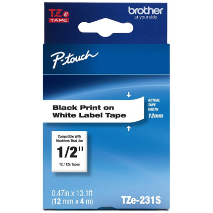 Genuine Brother P-Touch TZe-231S Economy Label Tape, Standard Laminated P-Touch Tape, Black on White