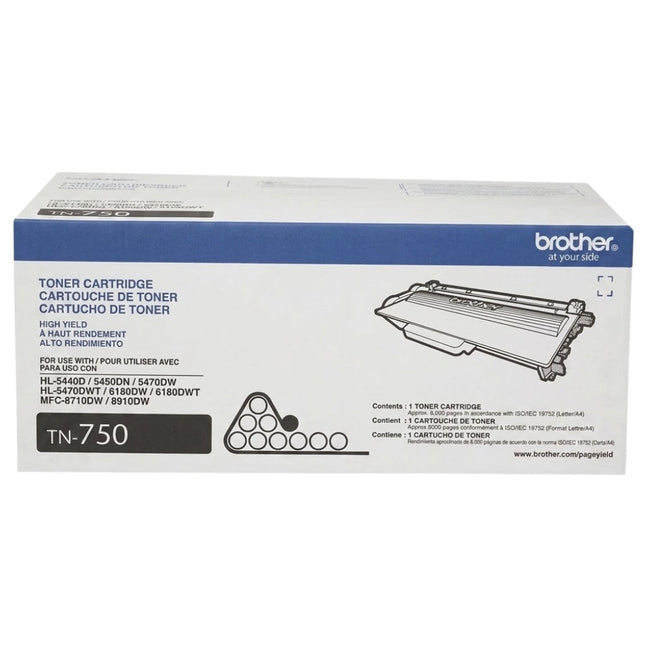 Genuine Brother TN-750 High-Yield Black Toner Cartridge