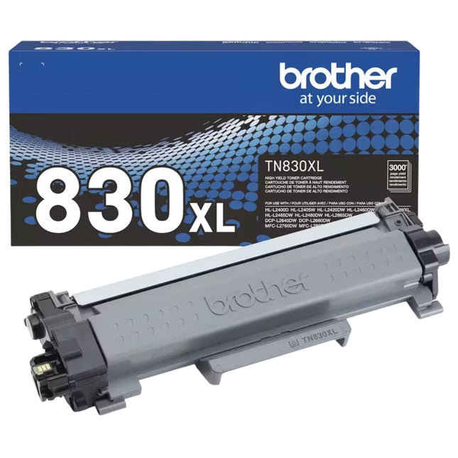 Genuine Brother TN830XL Black High Yield Printer Toner Cartridge, TN830XLBK