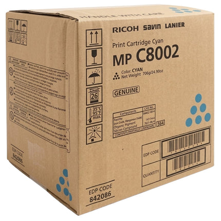 Genuine Ricoh MP C8002 High Yield Cyan Toner Cartridge, 842086