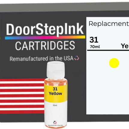 DoorStepInk Brand Replacement for HP 31 (1VV28AN) 70-ml Yellow Standard Yield Ink Bottle Made in the USA
