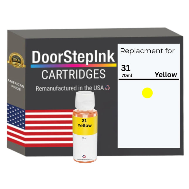 DoorStepInk Brand Replacement for HP 31 (1VV28AN) 70-ml Yellow Standard Yield Ink Bottle Made in the USA