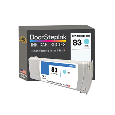 DoorStepInk Remanufactured in the USA Ink Cartridge for HP 83 UV 680mL (C4941A) Cyan
