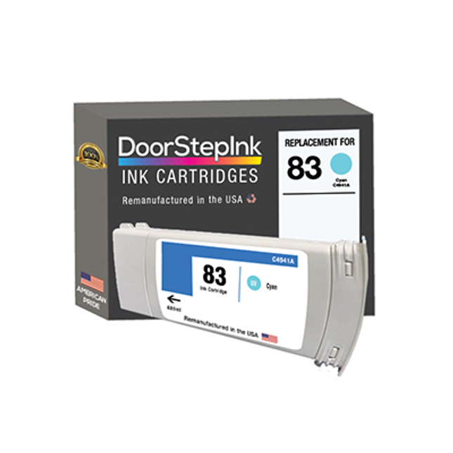 DoorStepInk Remanufactured in the USA Ink Cartridge for HP 83 UV 680mL (C4941A) Cyan