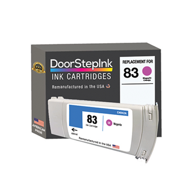 DoorStepInk Remanufactured in the USA Ink Cartridge for HP 83 UV 680mL (C4942A) Magenta